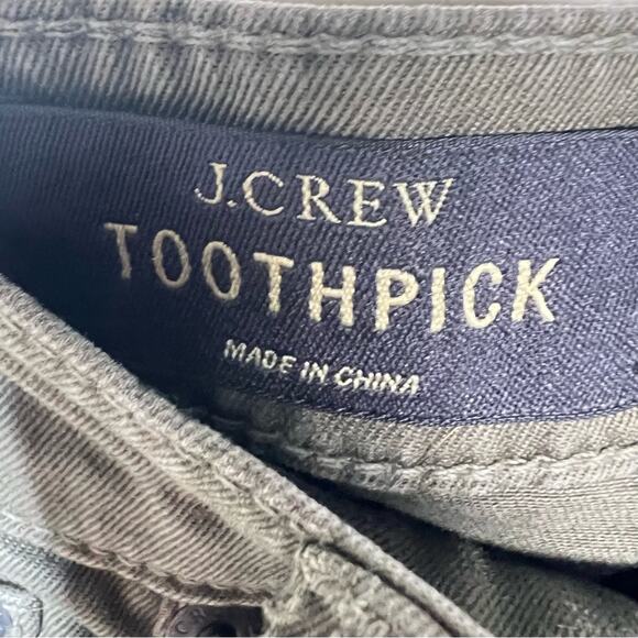 J. Crew army green with red side stripes toothpick leg jeans size 26 ankle B197 - Picture 2 of 4